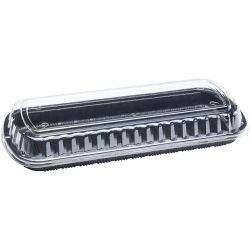 Full Slab Black PP Rib Container w/ Clear OPS lid