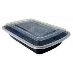 58oz Rectangle Black Meal Prep Containers