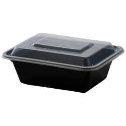 16oz Rectangle Black Meal Prep Containers